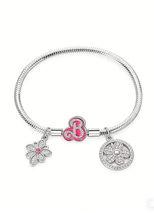 Nuovo Bracciale Artigianale Originale in Argento 925 con Charm, Liscio e Morbido, a Osso di Serpente, per Donna - Regalo 2026 PlatiNum