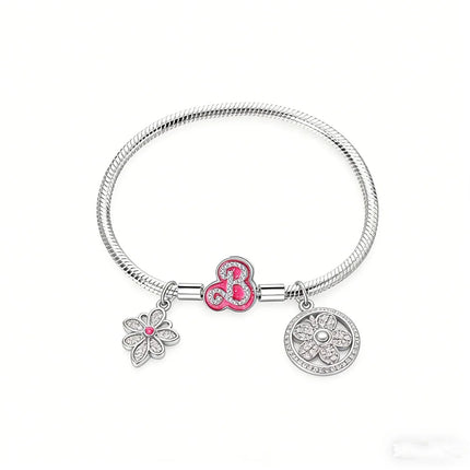 Nuovo Bracciale Artigianale Originale in Argento 925 con Charm, Liscio e Morbido, a Osso di Serpente, per Donna - Regalo 2026 PlatiNum