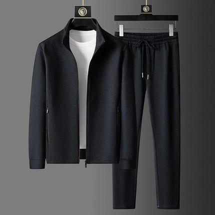 New Spring Autumn Tracksuits for Men Casual Sports Zipper Jackets+Pants Two Piece Sets Long Sleeve Stand Coats Trousers Outfits PlatiNum