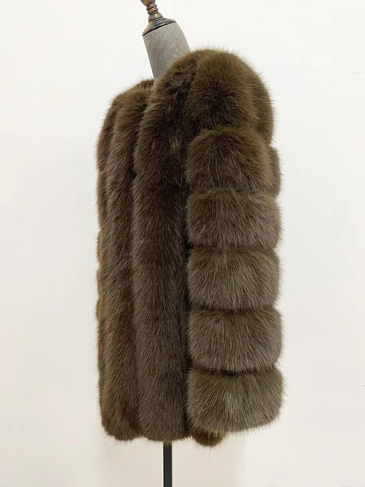 ZADORIN High Quality Winter Women Coats Luxury Faux Fox Fur Coat Thick Warm Long Fluffy Fur Jacket Pink Coat Bontjas