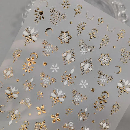 Gold Silver Snake Stars Nail Stickers for Nail Decoation Decals 5D Self-Adhesive Bronzing Stars Moon Totem DIY Supplies Slider