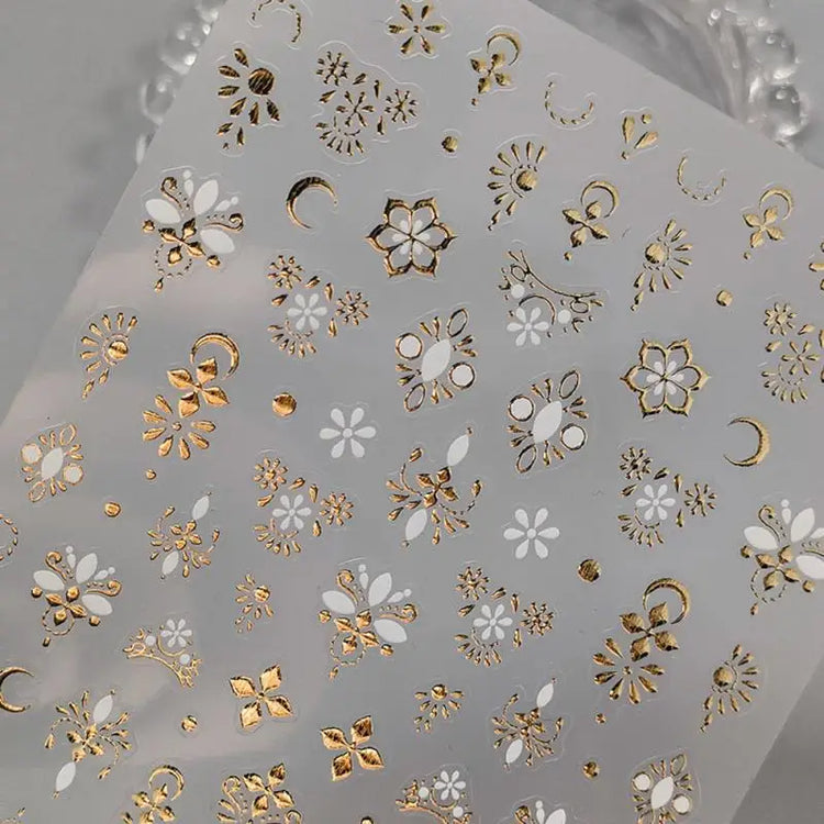 Gold Silver Snake Stars Nail Stickers for Nail Decoation Decals 5D Self-Adhesive Bronzing Stars Moon Totem DIY Supplies Slider