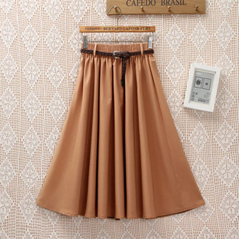 Gonna estiva midi al ginocchio da donna con cintura Gonna da scuola a pieghe a vita alta da donna coreana alla moda femminile