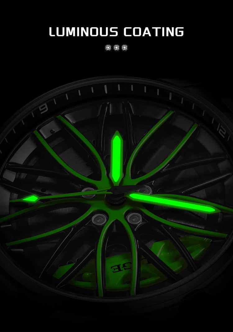 Orologio da Uomo LIGE di Lusso al Quarzo, Sportivo, Impermeabile, in Acciaio Inossidabile, Luminoso, con Quadrante a Forma di Ruota d'Auto, Elegante Orologio da Uomo per Affari platinumshop
