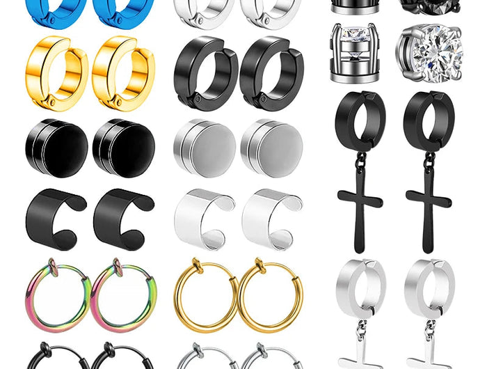 1/16 paia di orecchini a bottone magnetici da uomo in acciaio inossidabile con croce Non penetrante orecchini a cerchio Unisex CZ Magnet Clip on Earring platinumshop