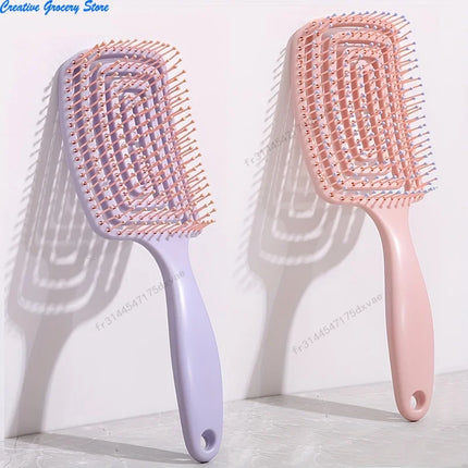 Ladies Ribs Hair Comb Fluffy Comb High Cranium Styling Artifact Long Straight Hair Curl Comb Big Bend Wet and Dry Massage Comb