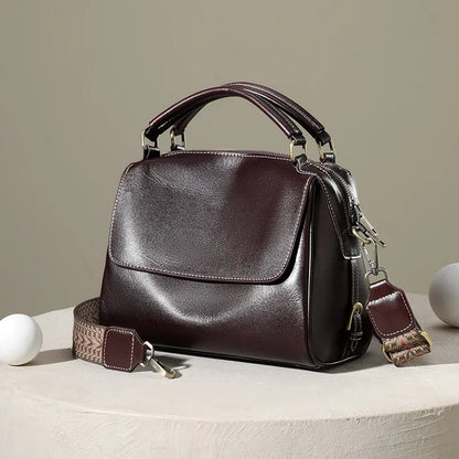 women's shoulder luxury  bags, Genuine Leather Crossbody Shoulder Bag, Retro Style Handbag with Dual Strap & Multiple Pockets