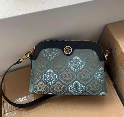 Limited Hot Chinese Style Cow Leather Women Messenger Bag Soft Skin Soft Embroidery Crossbody Bags Purses Royal Stylish #SC1600