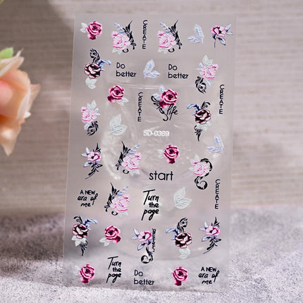 1Pc 3D Lavendar Flowers Stickers for Nails Spring Sakura Floral Leaves Self-Adhesive Sliders Decals Art Manicure for Decoration