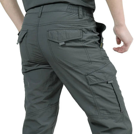 Summer Casual Lightweight Army Military Long Trousers Male Waterproof Quick Dry Cargo Camping Overalls Tactical Pants Breathable PlatiNum