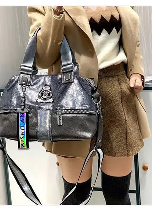 Large Capacity Handbag Female 2024 New Trend High-Grade Fashion Sequins Messenger Bag Luxury Designer Casual Tote Shoulder Bags PlatiNum
