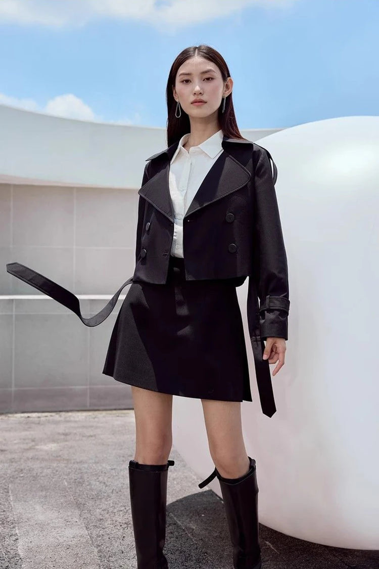 Gonne casual semplici da donna, stile coreano, a vita alta, per l'ufficio, da pendolare, a trapezio, tinta unita, abbinabili a tutto, gonne femminili