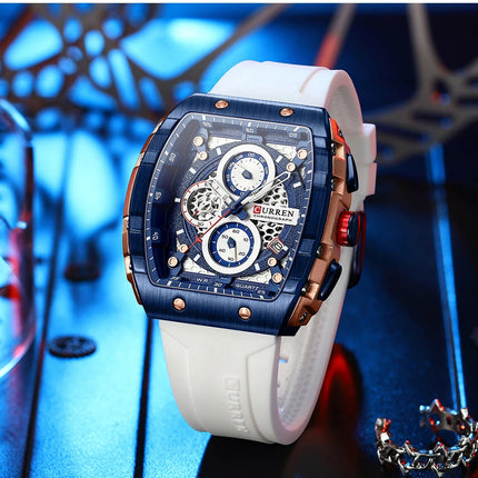 CURREN Orologio da uomo alla moda, marchio unico, design quadrato, lusso, nastro sportivo al quarzo, orologi da uomo impermeabili platinumshop