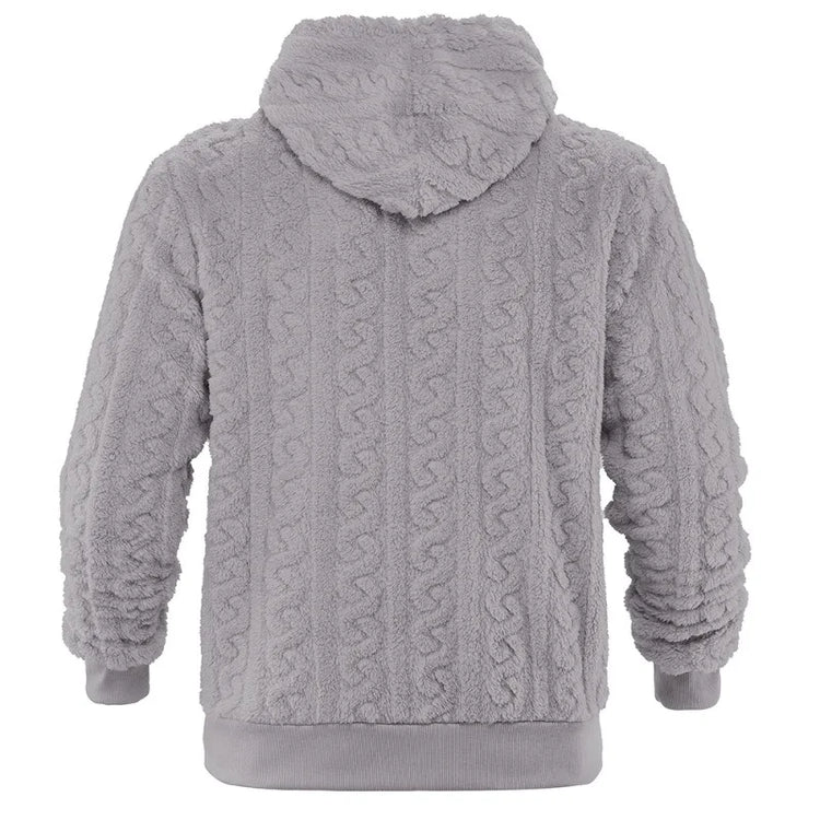 Cross-border Loose Men's Winter Retro Warm Double-Sided Velvet Casual Trend Hooded Pocket High Street Sweater