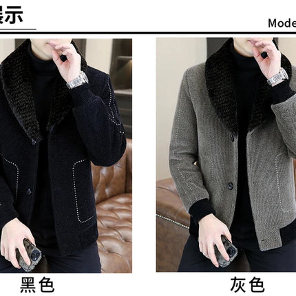 Casual Winter Men's Slim White Duck Down Jackets Warm Short Fur Collar Puffer Woolen Coat Outwear Thicken Windproof Top Clothing