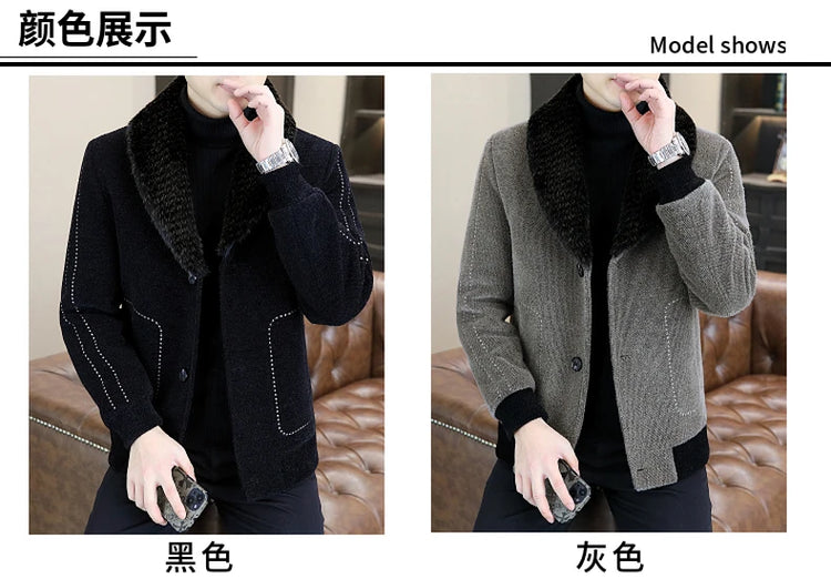 Casual Winter Men's Slim White Duck Down Jackets Warm Short Fur Collar Puffer Woolen Coat Outwear Thicken Windproof Top Clothing