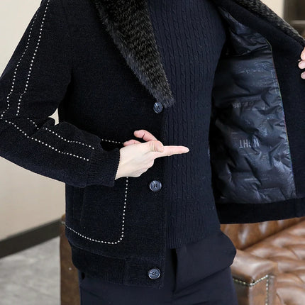 Casual Winter Men's Slim White Duck Down Jackets Warm Short Fur Collar Puffer Woolen Coat Outwear Thicken Windproof Top Clothing