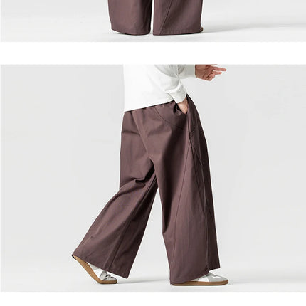 Pantaloni Primaverili 2026 da Uomo, Comodi e Larghi in Cotone, Stile Hip Hop, Tinta Unita, Moda Casual, Gamba Larga, Taglie Forti fino a 5XL