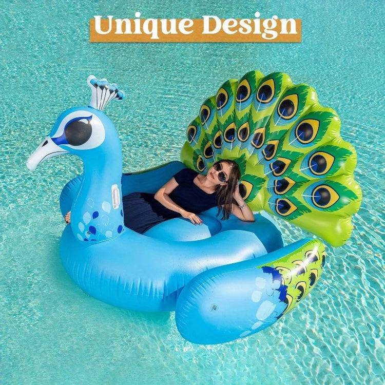 Sloosh Gonfiabile a Forma di Pavone Gigante, Galleggiante Divertente per Piscina e Spiaggia, Giocattolo Galleggiante Estivo per Adulti e Bambini
