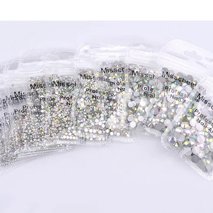 144/288 /1440pcs SS3-SS50 Crystal AB Clear Nail Rhinestones Non Hotfix Flat Back Stones DIY Strass Nail Art Decor Accessories