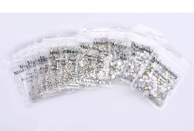 144/288 /1440pcs SS3-SS50 Crystal AB Clear Nail Rhinestones Non Hotfix Flat Back Stones DIY Strass Nail Art Decor Accessories