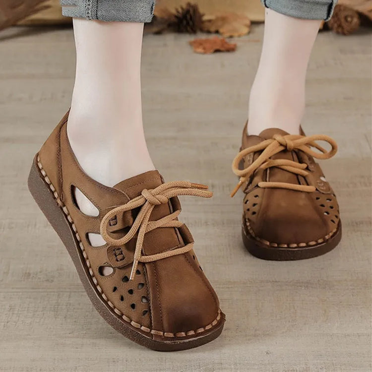 Sandali Slip-on in Pelle da Donna 2026 Nuovo Stile, Sandali con Suola Spessa da Donna, Scarpe Retrò Stile Mamma con Fori, Sandali di Lusso da Donna