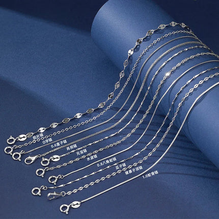 925 Sterling Silver 1.1mm Thin Rolo Chain, Water Wave Chain, Necklaces for Women Fashion Jewelry DIY Matching Wholesale PlatiNum