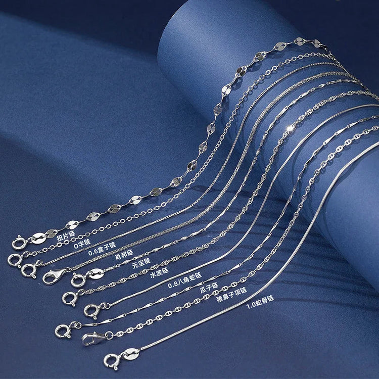 925 Sterling Silver 1.1mm Thin Rolo Chain, Water Wave Chain, Necklaces for Women Fashion Jewelry DIY Matching Wholesale PlatiNum