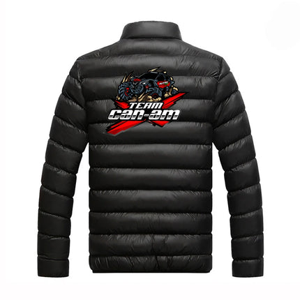 Autumn Winter Can Am Team Motorcycles Print Stand Collar Cotton Liner Jacket Men's Sports Zipper Cold Prevention Warm Down Coat
