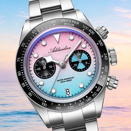 ADDIESDIVE AD2559 Men's Vintage Racing Watch Luxury Quartz Chronograph VK64 Ceramic Bezel K1 Mineral Crystal 100M Waterproof