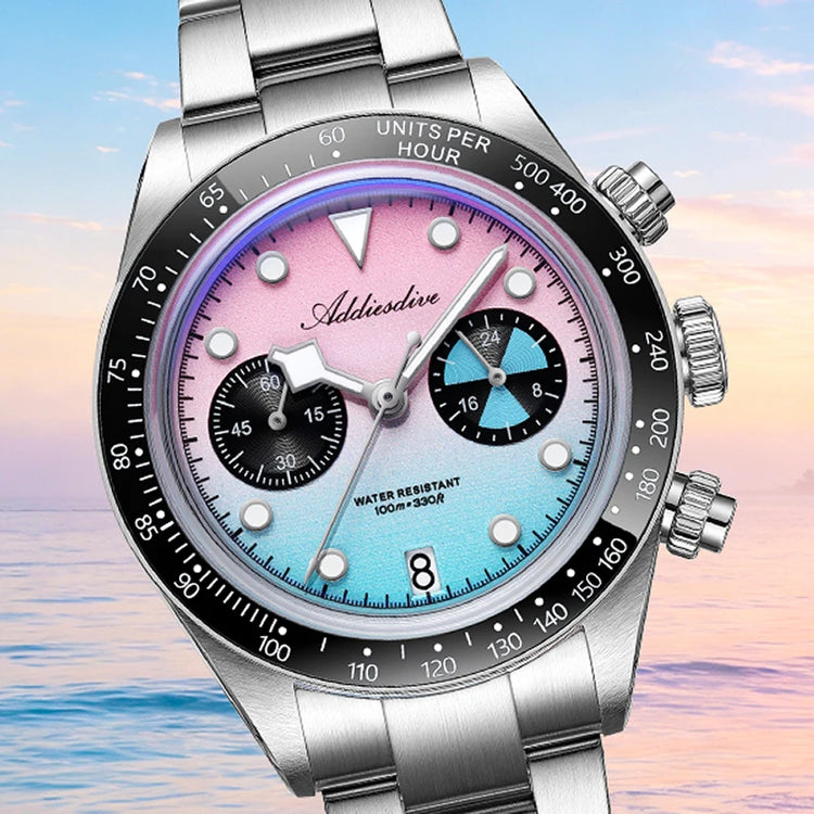 ADDIESDIVE AD2559 Men's Vintage Racing Watch Luxury Quartz Chronograph VK64 Ceramic Bezel K1 Mineral Crystal 100M Waterproof