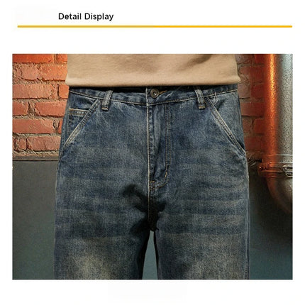 New Men's Loose Jeans Fashionable Outdoor Casual Harem Pants Retro Blue Baggy Street Hip-hop Work Pants