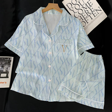 Estate delle nuove donne avanzate senso del ghiaccio pigiama di seta Homewear Set ragazze pigiama temperamento pigiama a maniche corte Homewear Set