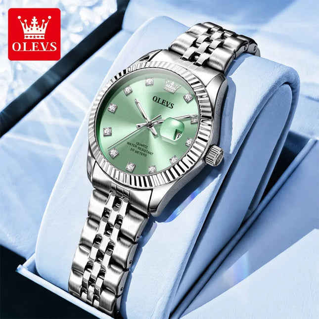 OLEVS Orologio da donna Nuovo orologio al quarzo 3705 Orologio da donna con data luminosa impermeabile in acciaio inossidabile Reloj platinumshop