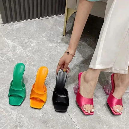 New 2026 Fashion Summer Shoes with Open Toe and Medium Heel, Pleated A-Line Chunky Sandals for Women