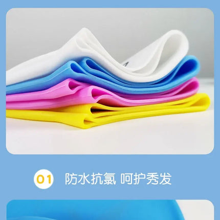Cuffia da nuoto per bambini Cuffia da nuoto impermeabile in silicone morbido Cuffia da nuoto universale per ragazzi e ragazze simpatico cartone animato Protezione per le orecchie di grandi dimensioni