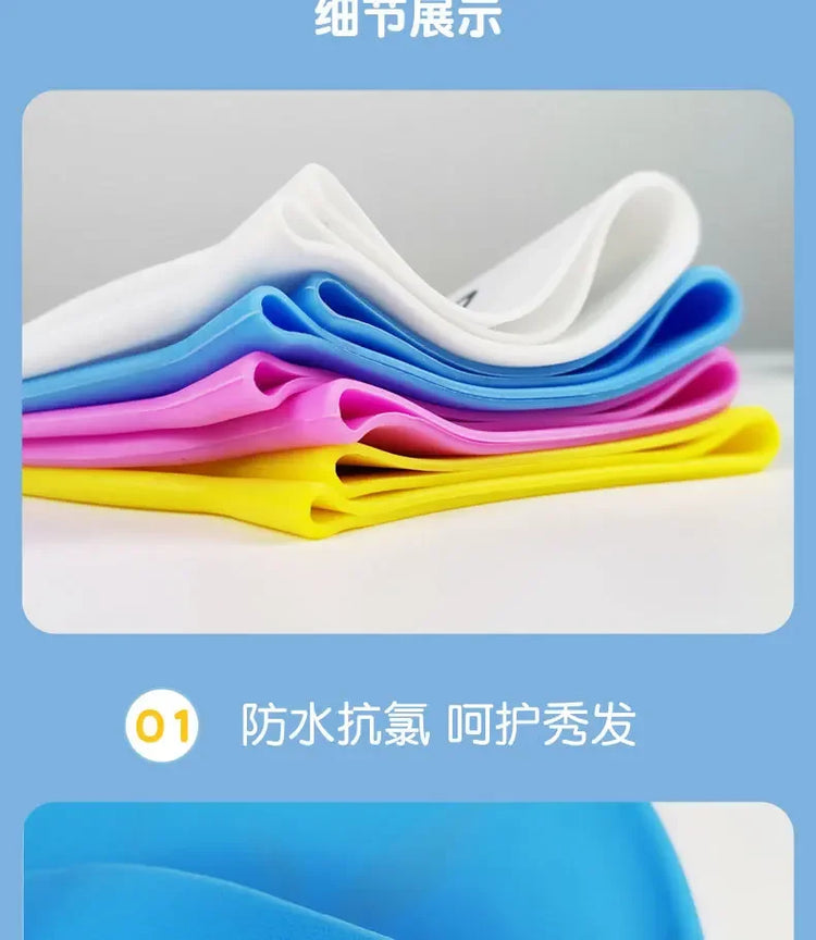 Cuffia da nuoto per bambini Cuffia da nuoto impermeabile in silicone morbido Cuffia da nuoto universale per ragazzi e ragazze simpatico cartone animato Protezione per le orecchie di grandi dimensioni