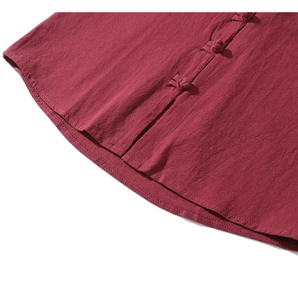 Camicie da Uomo Ricamate in Stile Cinese Retrò, Traspiranti in Lino, Comode, Casual Kung Fu, Abito Tang con Colletto Rialzato