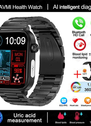 2025 Nuovo AI Diagnosi Lipidi nel sangue Acido urico Test di composizione corporea Smart Watch per uomo ECG + PPG Chiamata Bluetooth Salute Smartwatch platinumshop