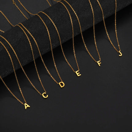 Skyrim Stainless Steel A-Z Initial Letter Necklace for Women Trend Minimalist Alphabet Choker Neck Chain Jewelry Birthday Gift PlatiNum