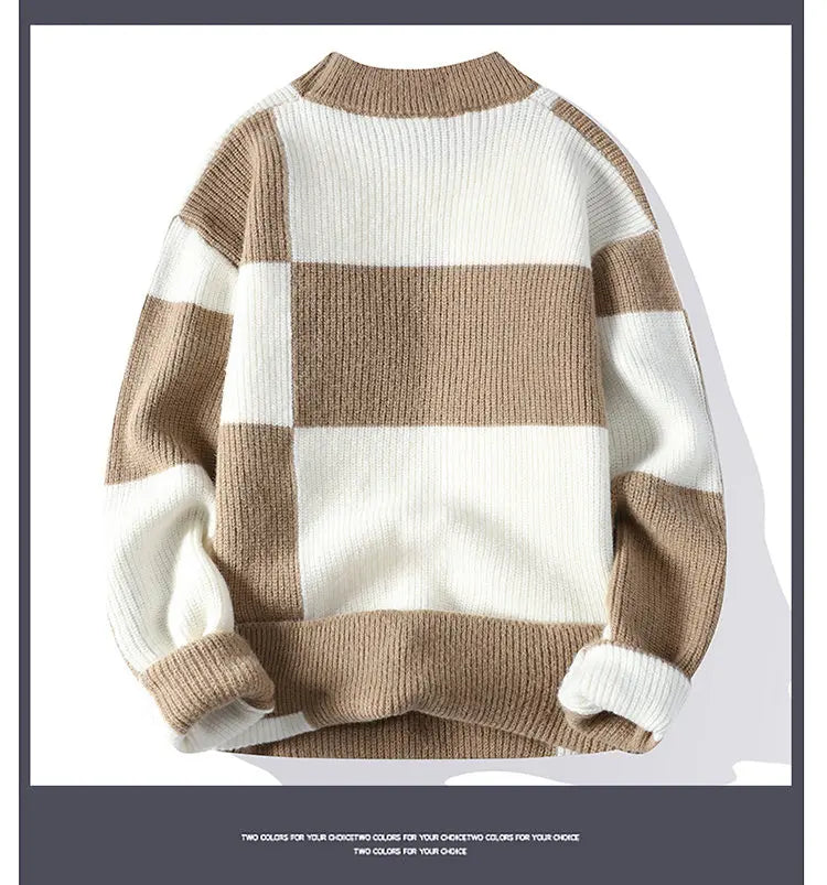2023 New Style Turtleneck Sweater Men Pullovers Autumn Winter Soft Lightweight Warm Knitted Jumper Hombre Plaid Sweater