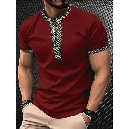Men's Simple Fashion Striped Graphic T-shirt Summer Fashion Short Sleeve 3D Printed T-shirt Casual Oversized Crew Neck T-shirt