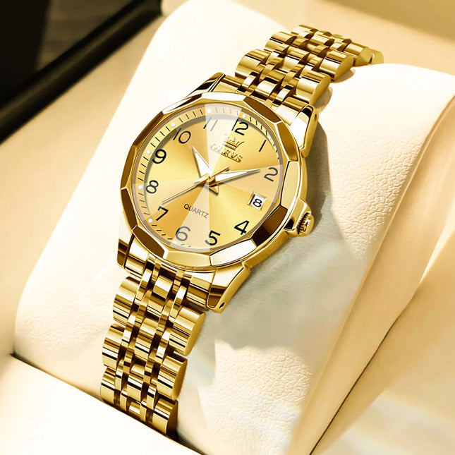 OLEVS 9931 Elegante Orologio da Donna di Lusso, Marca Originale, Movimento al Quarzo, Impermeabile, in Acciaio Inossidabile, Luminoso con Data platinumshop