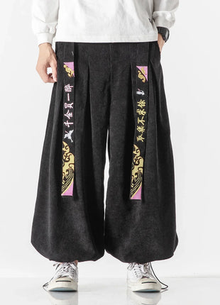 Cineserie Cintura Pantaloni da uomo Moda Pantaloni sportivi larghi Harajuku Pantaloni da jogging Hip Hop Velluto a coste Coppia casual Pantaloni Harem M-5XL