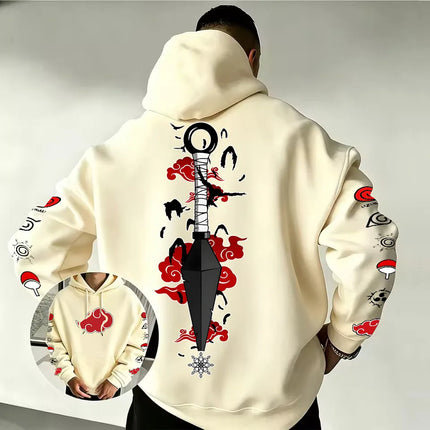 Naruto Akatsuki Kunai Hoodie 2026 New Japanese Anime Fashion Y2K Casual Sportswear Men's Couple Style Hooded Sweatshirt
