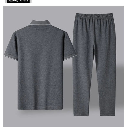 2024 Summer New Comfortable Soft Cotton Fashion Suit Men's Casual Relaxed Breathable Plus Size High Quality Sports Two-Piece Set PlatiNum