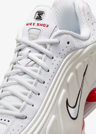 Nike Shox R4 Women's Running Shoes Low-Top Casual Comfort Breathable Wear-Resistant Support White Sail Crimson AR3565-103 PlatiNum