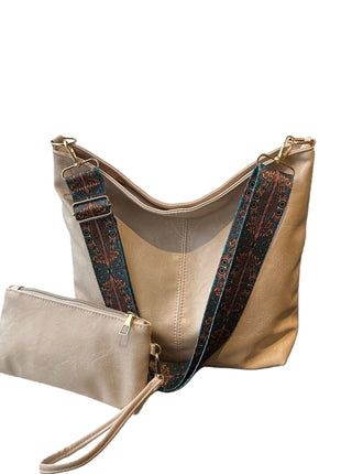 Borsa tote in morbida PU a 2 pezzi, grande capacità, stile bohémien, con tracolla larga, borsa a spalla e a mano, regalo di compleanno ideale