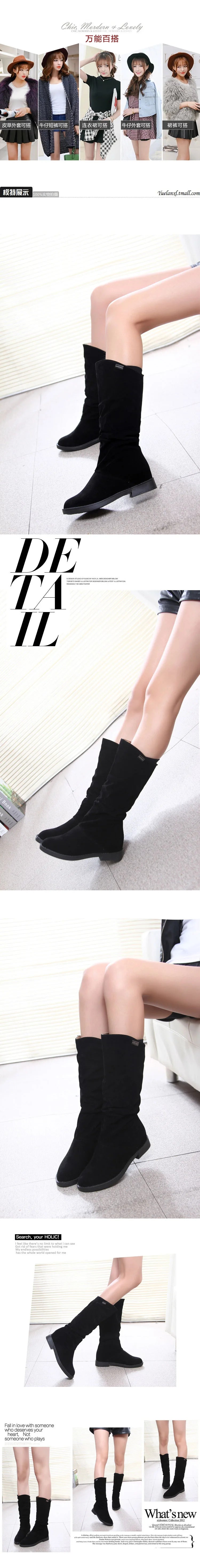 Women's Boots Winter New European American Fashion Frosted Mid-calf Women's Boots Low Heel Plus Velvet Knight Boots for Women