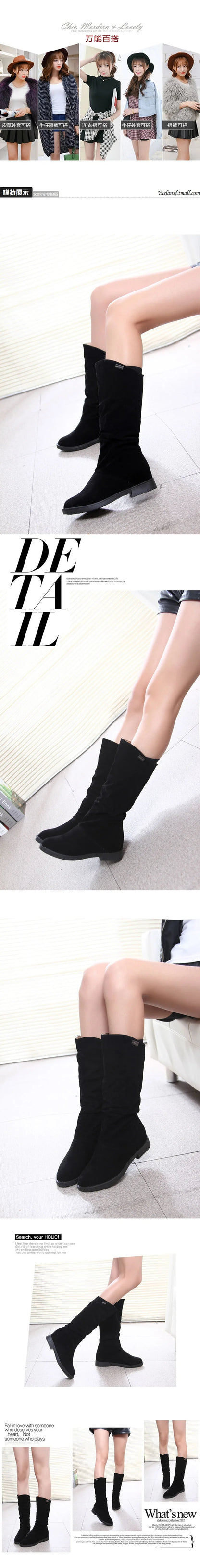 Women's Boots Winter New European American Fashion Frosted Mid-calf Women's Boots Low Heel Plus Velvet Knight Boots for Women